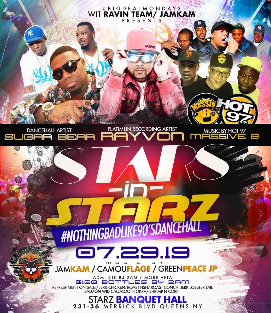 1Rayvon's tweet photo. Yoooooo don’t miss the NYC up n running!!!! #rayvon #sugarbear #jamkam #sound #massiveB #bobbykonders #jabba #loud #this month happenings 🎈🎈🚀🚀🥂🍾 https://t.co/3ffMiFE4W5