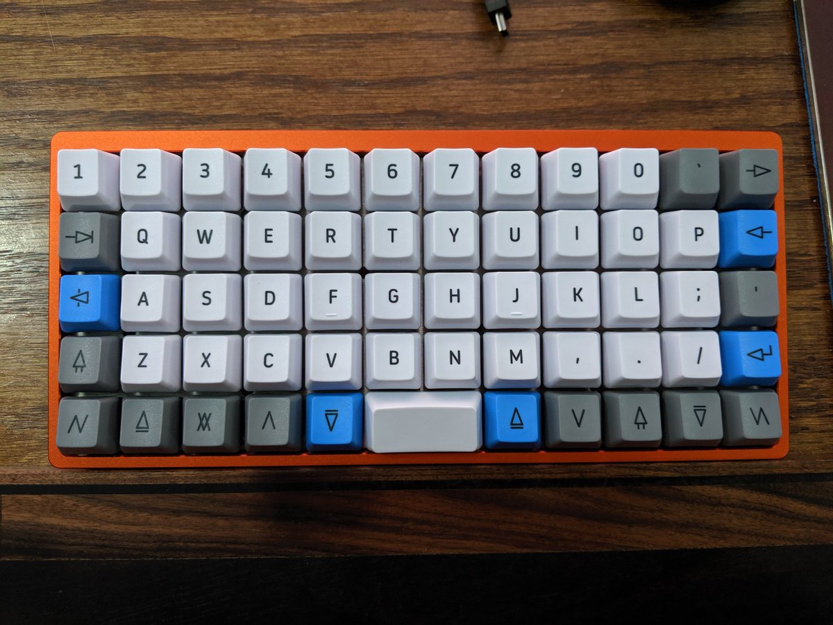 TheProfosist's tweet photo. Alright it's decision time! I recently just finished my @drop @OrtholinearKB #Preonic v2 and have quite the conundrum, which color keycaps do I go with?
See following tweet for poll.
@cherrymx #MechanicalKeyboard #KeyboardEnthusiast #CustomKeyboardBuild #maker #DIY #TechPorn https://t.co/SFR5ltRq61
