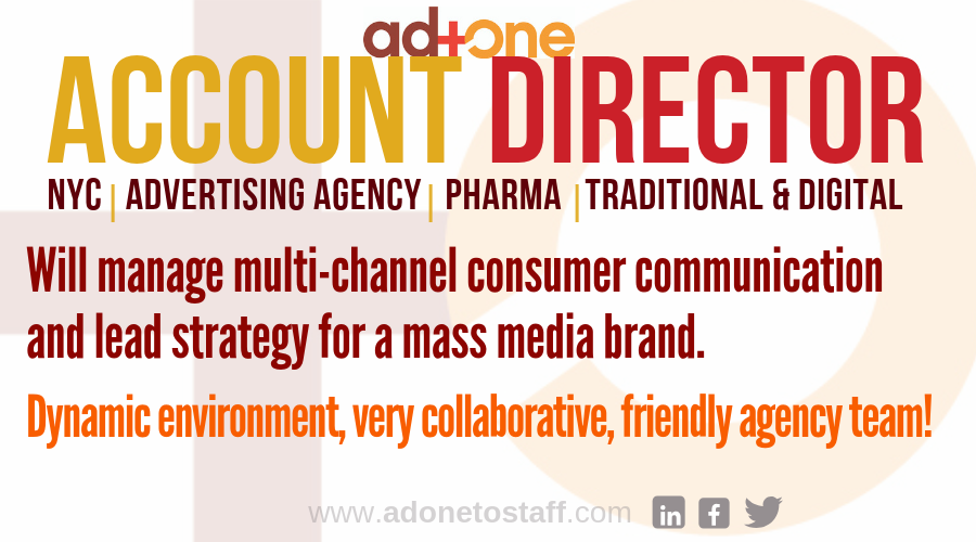 adonetostaff's tweet photo. Closer look: https://t.co/fuq2LrbVHV 
Contact Bettina | Bettina@adonetostaff.com
#AccountManagement #JoboftheWeek #agencyjobs #directorlevel #nycjobs #newyorkjobs #HiringNow #Vacancies #hotjob #strategicleadership @vacancies_bot @jobshouts @TopJobBoards https://t.co/ecLKFjIPzI