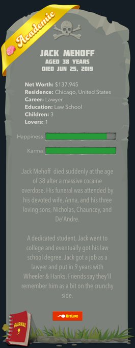 I just died in BitLife at age 29 while playing as Henry Gulch. I am addicted to this life simulator game<a href="/tag/roadwarriorsgame"class="tags"><span>#roadwarriorsgame</span></a>