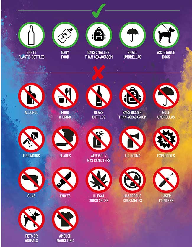 NetballWorldCup's tweet image. If you're cheering our teams on from inside the @MandSBankArena check out our list of items to bring with you (and those to leave at home ☔ ☔ ☔ - it's July after all 🤞) More information can be found ➡ bit.ly/2NFAWAw