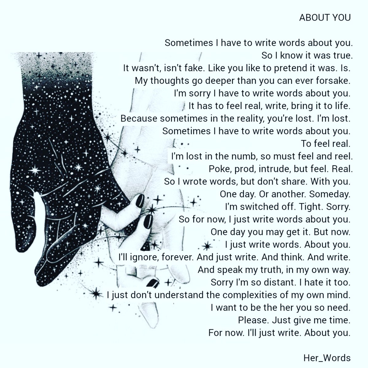 HerWords4's tweet photo. ABOUT YOU.... π€
#words #writingcommunity #poetrycommunity #spilledinkpoetry #spilledwords #spilledthoughts #wordsmith #poemsociety #qoutes #newwritersharings #herwords #herthoughts #notes #musings #soulscribblers #scribblersword #wordporn #poetcorner #life #quotestoliveby #love https://t.co/b7DRf08ZMj