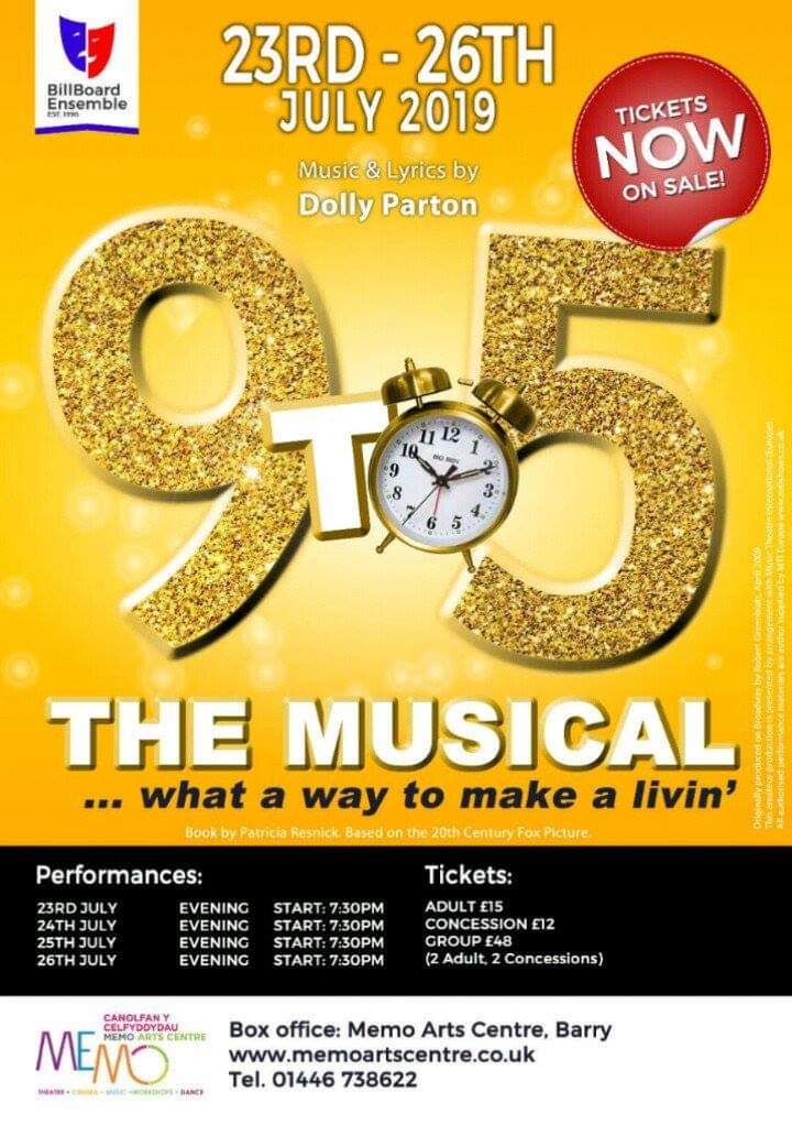 It's almost here!! July 23 to 26 <a href="/BillBoard_Barry/">BillBoard Ensemble</a> present #9to5 the #musical live at the <a href="/BarryMemo/">Memo Arts Centre</a> BOOK NOW 01446738622 memoartscentre.co.uk #supportlocal #musicaltheatre <a href="/Barry_TC/">Barry Town Council</a> <a href="/Barry_Hour/">BarryHour</a> <a href="/_BARRYISLAND_/">Barry Island ❤🏴󠁧󠁢󠁷󠁬󠁳󠁿❤ #BarryIsland</a> <a href="/barry_beautiful/">Beautiful Barry</a> <a href="/Barrybados/">#Barrybados</a> <a href="/syladg/">Support Local Drama</a> <a href="/visitthevale/">Visit the Vale</a>  <a href="/BRORADIO/">Bro Radio</a>