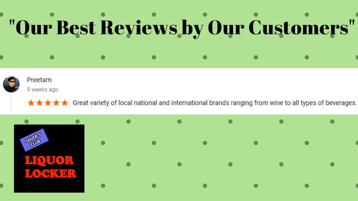 ➡ "Our best reviews by our customers"
Shop with us today at Saver's Club LIQUOR LOCKER

#liquorlockernj #Edisonnj #Mondaymotivation

<a href="/AlBracco_OSCC/">Al Bracco</a> <a href="/hockey8Canada/">Eduardo</a> <a href="/BeerBrewin/">BeerBrewin</a> <a href="/georgeacarter79/">George Carter</a> <a href="/Bridgegrillhpnj/">Bridge TURKISH & MEDITERRANEAN GRILL</a> <a href="/bharmeningphoto/">Brittany Harmening Photography</a> <a href="/cfeaster/">Catherine Feaster</a> <a href="/AzimRaza13/">Azim Raza</a> <a href="/RabbiAFriedman/">Rabbi Abe Friedman</a>