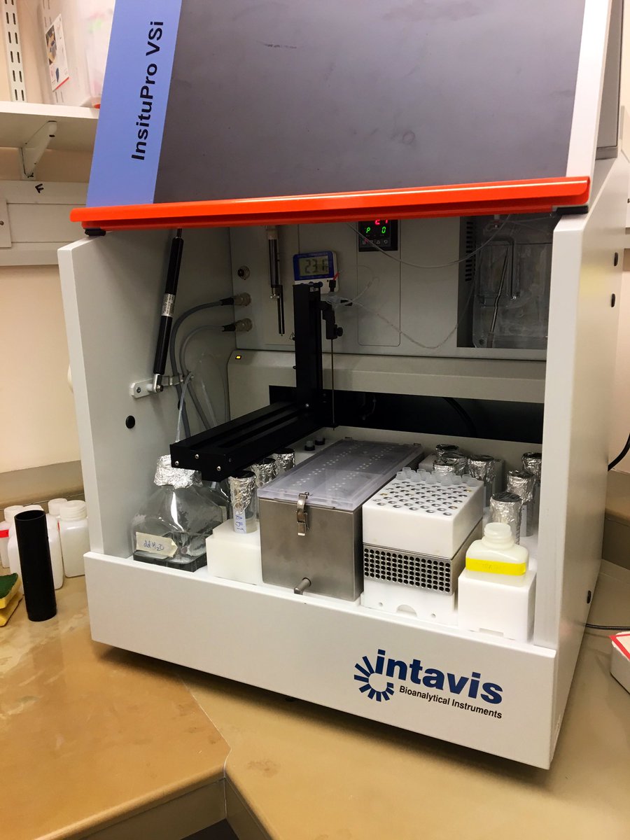 Ella_Nicklin's tweet photo. After a few issues with port 1 on the robot, we’ve found a way around the issue and some of my in situs are finally running! Now we wait... @IntavisAG #prayingintensifies #FISHonfish https://t.co/hrIKhcnNus