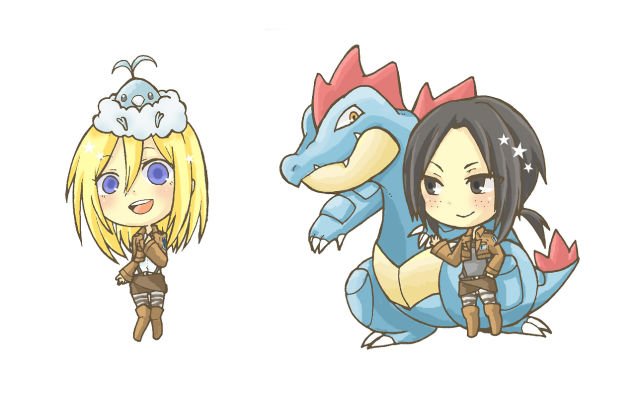 DonotPursueLuBu's tweet photo. Even more of these adorable chibi crossovers between Pokémon and Attack on titan! Lol its so nice to see mah babu Annie getting repersentation~
#AttackOnTitan #Pokémon #Crossover #ChibiMode #Round2 https://t.co/FWaJZBxmpS