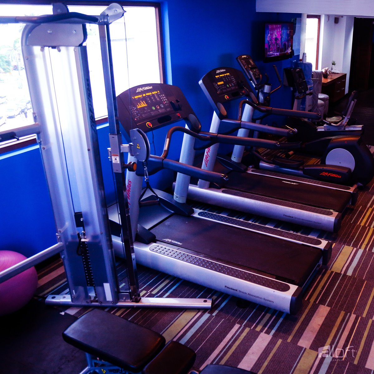 AloftCancun's tweet photo. Disfruta sin culpa de todos los placeres de viajar. En @AloftCancun tenemos un lugar para equilibrar esos días. 💪🏃‍♀️🏋️‍♂️

#Aloft #Cancun #RivieraMaya #hotel #travel #viajar #gym #gymmotivation https://t.co/VbJkkQwRbF