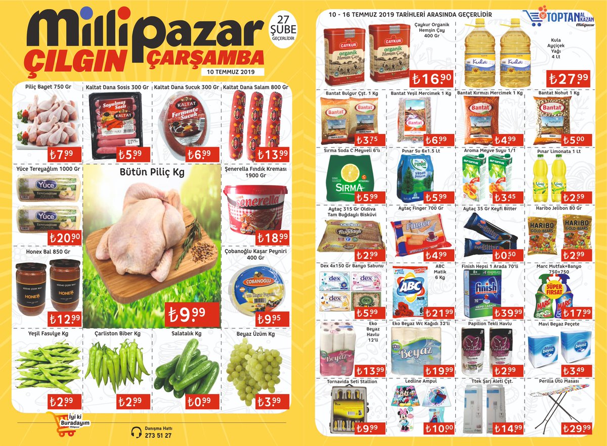 Bir Milli Pazar Klasiği olan Çılgın Çarşamba'da Bu Hafta!!! 
Kampanya fırsatlarından faydalanmak için 10 Temmuz tarihinde sizleri mağazalarımıza bekliyoruz. 
#millipazar #iyikiburdayım #bursanınençılgınmarketi #çılgınçarşamba #kampanya #bursa