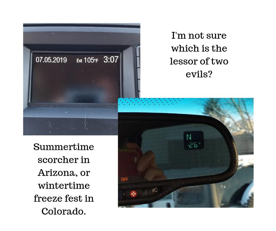 DailyLivingSKit's tweet photo. While on vacation, we hit 105 degrees.  It made me think of past winters where we've hit 26 below zero temps.  Quite the extreme for weather.  What is the worst temperatures you have lived through?   #vacation #105degrees #belowzerotemps #extremeweather https://t.co/zKgXFeKkYd