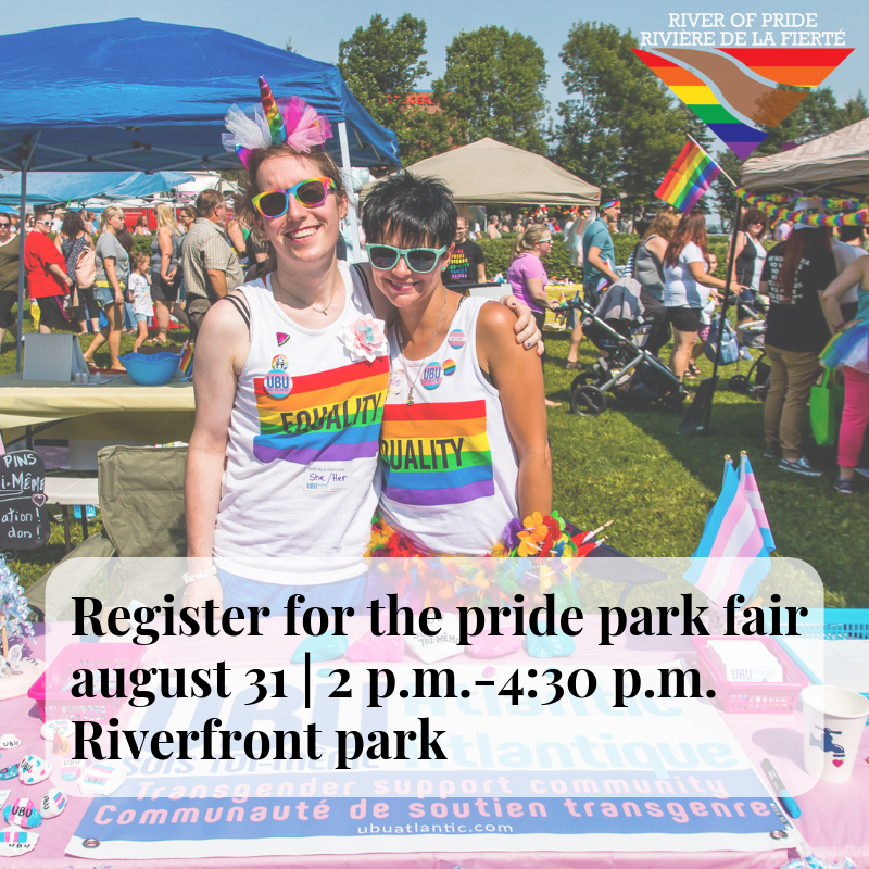 The pride park fair registration is now open ! Fill out the form below to register your group for the 2019 Pride Parade on August 31. For more information, visit our website at fiertemonctonpride.com or contact us by email. 
Registration form ➡️ bit.ly/2XBpqpH