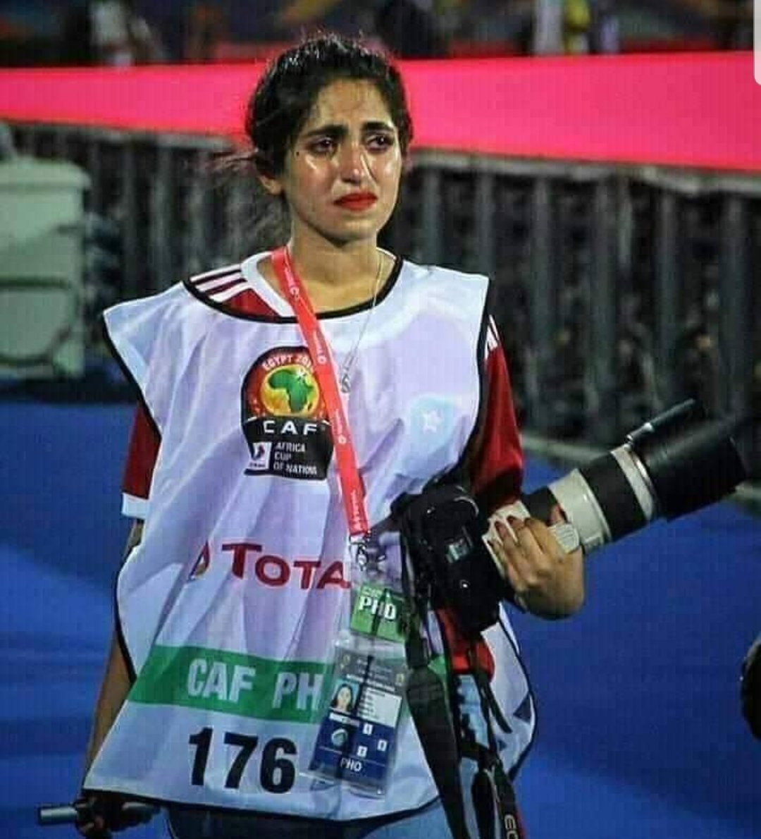 The Morrocan photographer who broke down in tears following her team's exit.

Hope I don't cry this evening, too😂