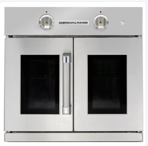 The Legacy French door wall oven from @AmericanRange1 comes equipped with one single handle that allows you to open and close both doors with one simple pull! Try it for yourself! Simple &amp; Easy!