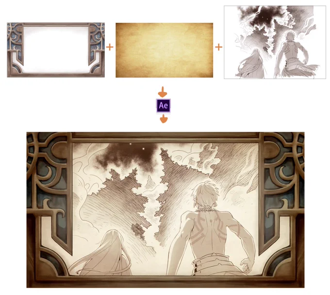 原画 of 手描き運命という名の怪物と戦う英雄たち #ギルガメシュ叙事詩 #Fate/GrandOrder #ギルガメシュ #エルキドゥ https://t.co/tstM4CGd3O 