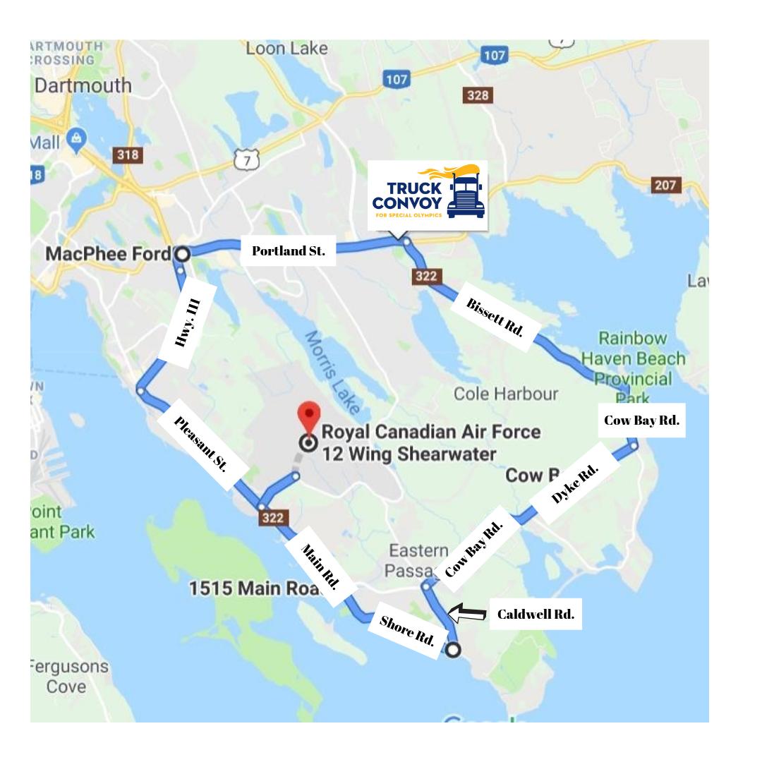 Check out the improved Truck Convoy Route!! More information can be found at truckconvoyns.ca/drive/route/