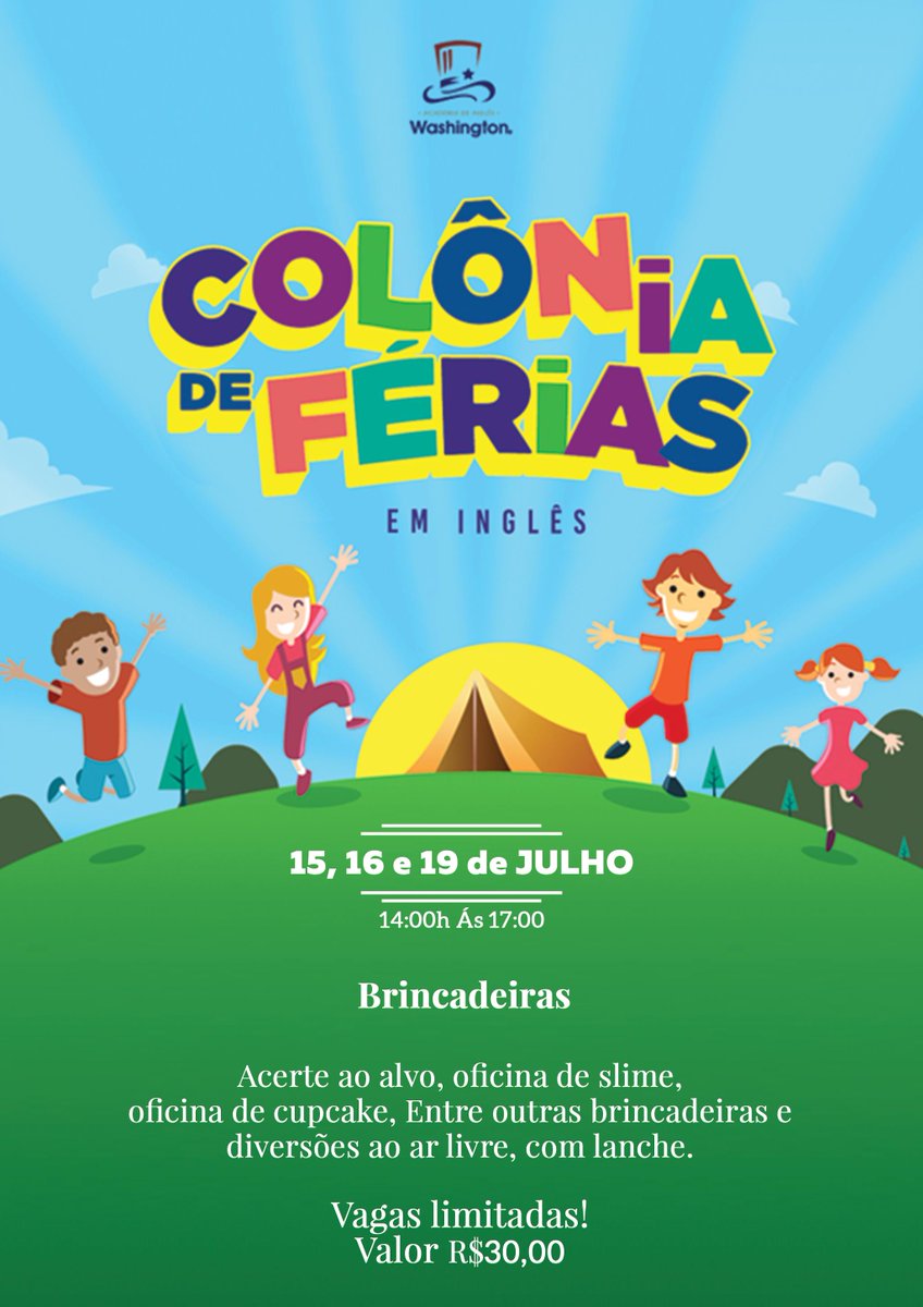 WashingtonOrt's tweet photo. Venha curtir conosco a Colônia de férias, o inverno é frio mas vamos nos aquecer com muitas brincadeiras! https://t.co/VUy5pTqZab