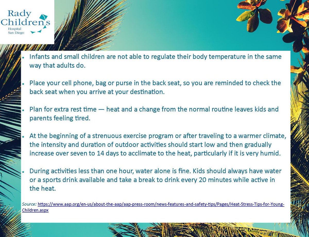 radychildrens's tweet photo. With #summer weather in full swing, it’s easier than ever for kiddos to get overheated while enjoying outdoor fun or being out and about.  Check out some facts and tips from the @AmerAcadPeds to help kids keep their cool. #safekids #summersafety #heatsafety https://t.co/ahdYaBli4r