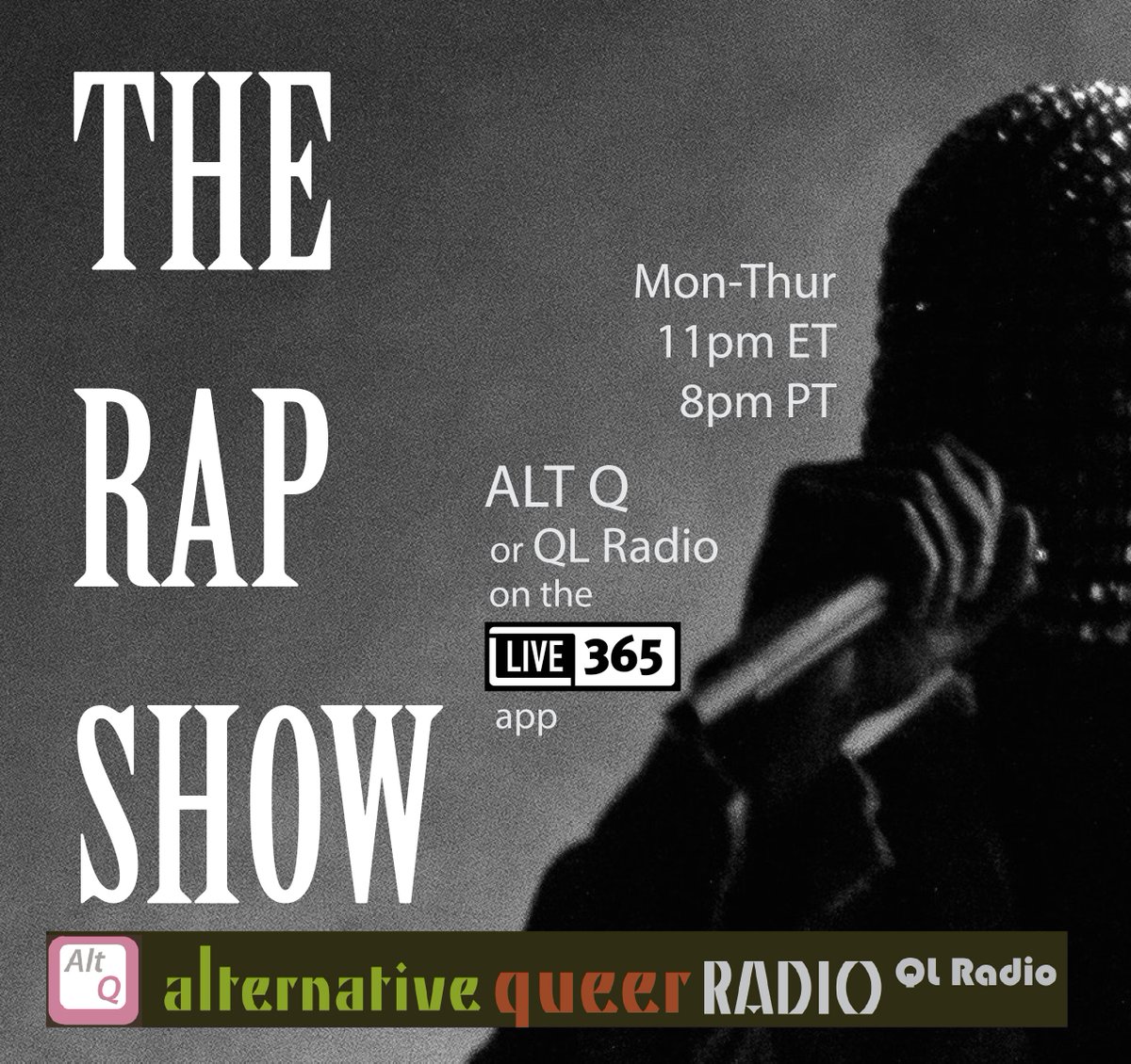 ALTQRadio1's tweet image. tonight on The Rap Show, songs by @MusicBearTonyB, Triltsiboy &amp;amp; @SuperKingReza , Deep Dickollective, @MisterCoolMom Mister Wallace, @PEGGSTARR   &amp;amp; more! #queerrap #LGBTrap #queerhiphop #LGBThiphop #AltQRadio #Live365 #queerradio #LGBTradio