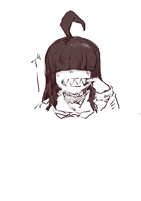 [R-18 ふたなり] ちんちん小さめ目隠れぱっつんギザ歯太目JKちゃん。要素詰込系女子。立ち絵。 歯見せ。 身長140cmくらいの先輩に島風コスさせられる。 