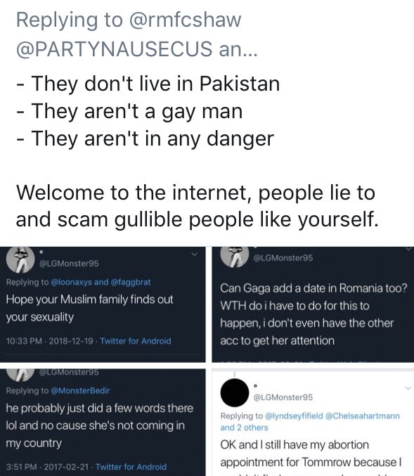 PopBase's tweet photo. A Lady Gaga fan recently scammed people with thousands of dollars after claiming his life was in danger due to his sexuality.
All his claims were proven to be false, however, he started a GoFundMe and used the money to travel to Australia and allegedly pursue a modeling career. https://t.co/nX2e008Fn7