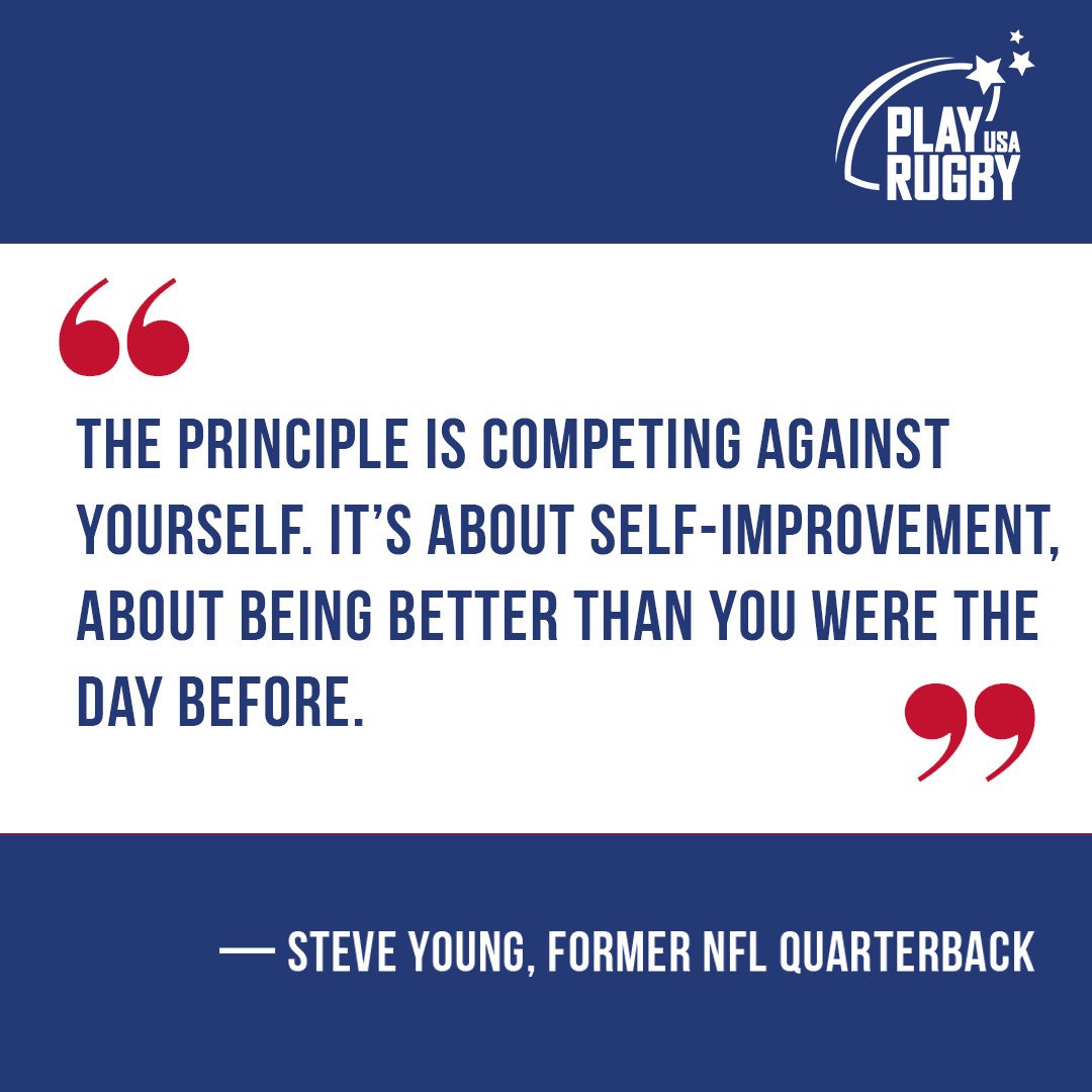 PlayRugbyUSA's tweet photo. It's so cheesy 🧀 but true: you are your greatest competition! We help our students focus on improving themselves. Not only as rugby players 🏉 but as learners and the leaders of tomorrow!🌱📚💼 #MondayMotivation #inspiration #selfimprovement #quote #youthdevelopment #goforward https://t.co/dhma60uSdy