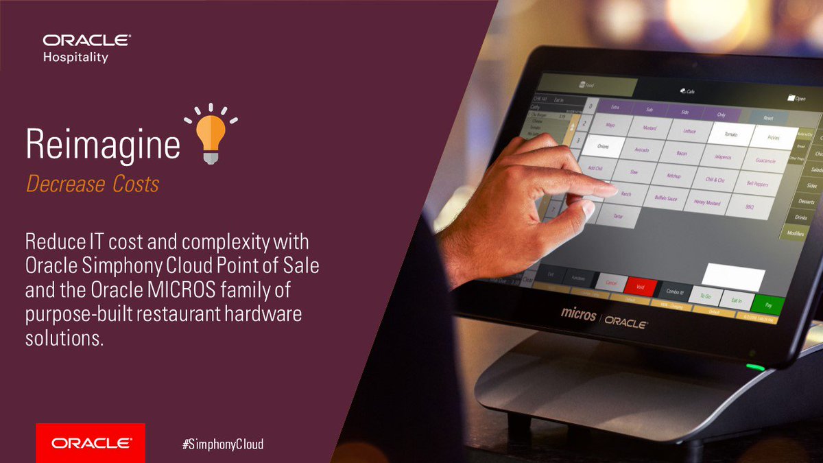 OracleHosp's tweet photo. Reimagine ๐ก Lower costs and boost revenue with cloud-based #POS solutions and industry-specific hardware. Read the eBook: https://t.co/G7ilr3Qpc9 #SimphonyCloud https://t.co/mxc0aC8Ugz