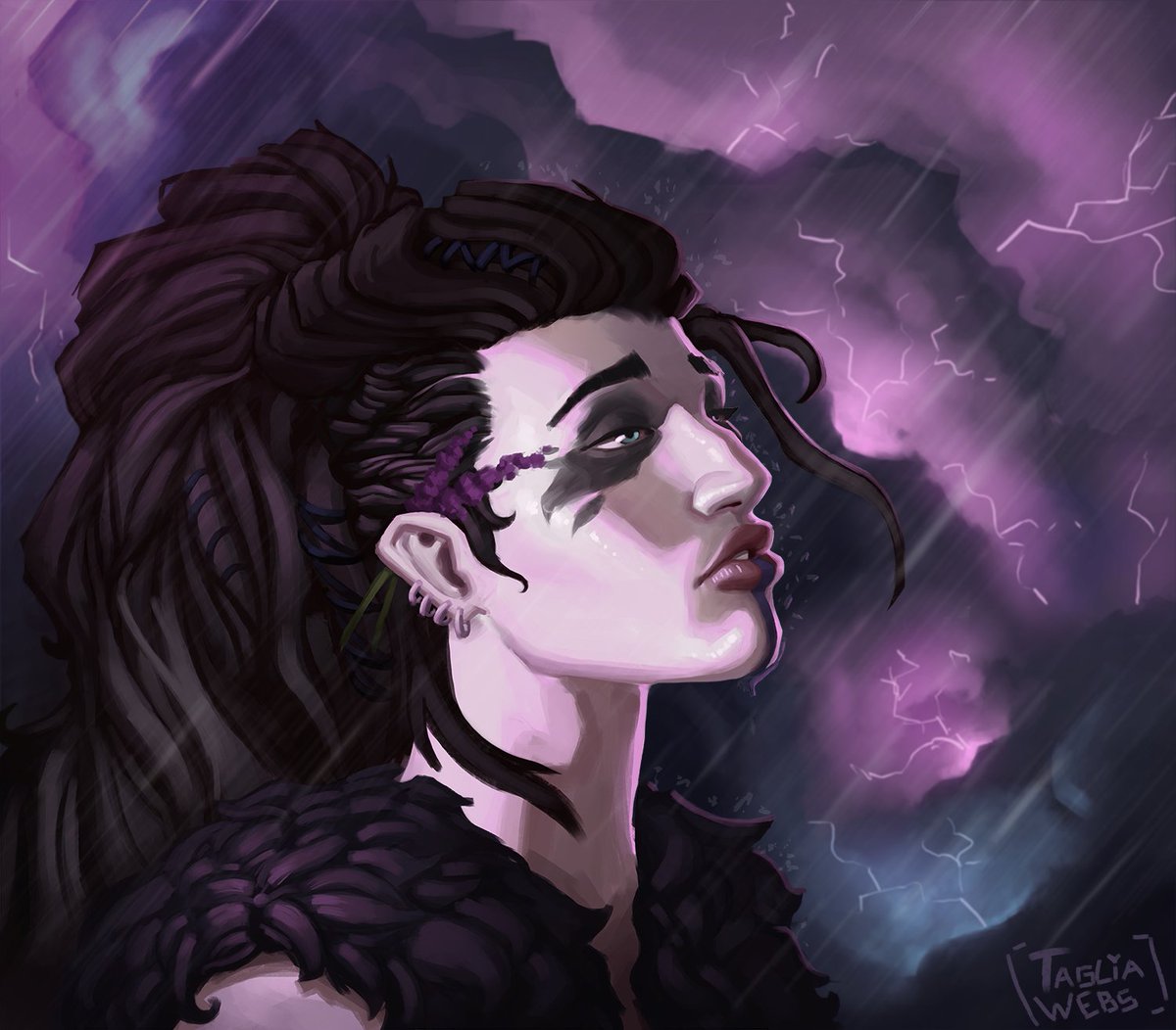 TagliaWebs's tweet photo. Yasha longingly standing in the rain. Only sketched her before, never a full portrait. 

#CriticalRole #Criticalrolefanart https://t.co/u7oPbT7xvO