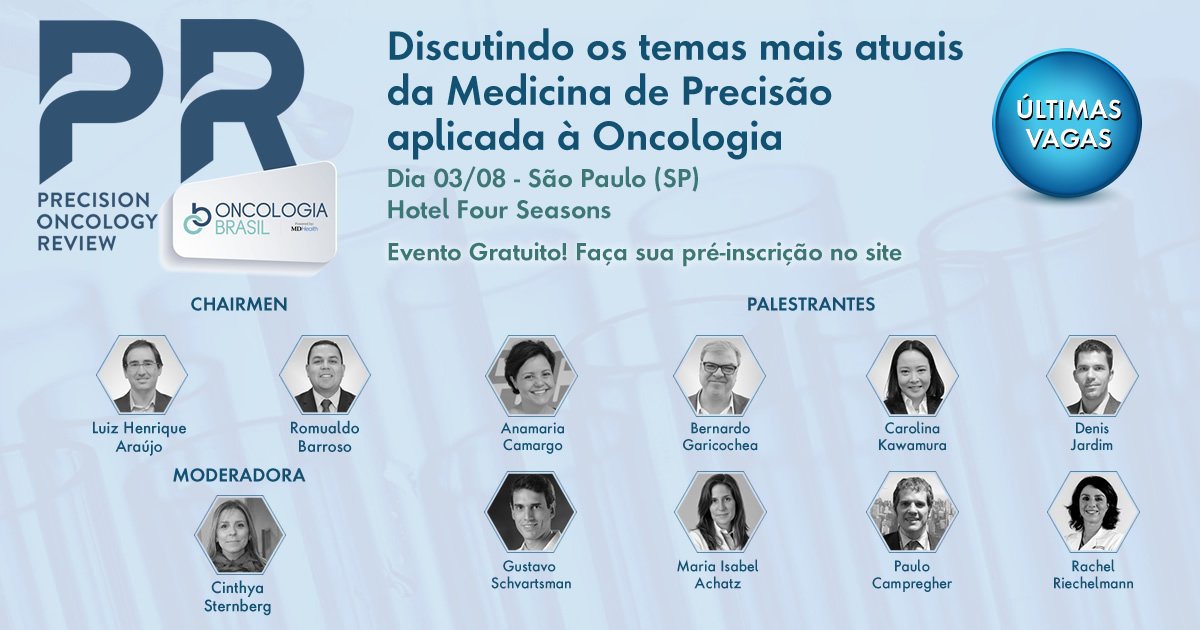 BrasilOncologia's tweet photo. ÚLTIMAS VAGAS - O Precision Oncology Review está com PRÉ-INSCRIÇÕES ABERTAS! Acesse > https://t.co/vJBYXkKK3s
#oncologia #eventooncologia #precisionreview #cancer #PR2019 #oncologiadeprecisão https://t.co/6cqidD9HFU