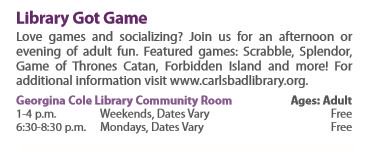 carlsbadlibrary's tweet photo. Are you looking to make weekend plans already? Come to @carlsbadlibrary Cole location on Saturday, July 13 at 1 p.m. to play board games such as "Pandemic," "Ticket to Ride," "Disney Villainous," and so many more. See you at the library this Saturday! #boardgames #things2doincbad https://t.co/rRX6Gbiszv