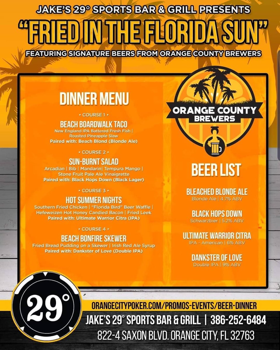 4-course ﹡beer infused﹡ food + craft beer pairings☀️
We've teamed up with Jake’s 29° Sports Bar &amp; Grill to celebrate local craft brews, beer-infused food and the flavors of summer. 
Go get your tickets now to join in on the games, prizes, and more👉loom.ly/HoX0jZs