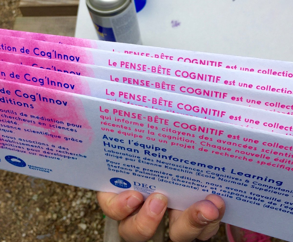 StePalminteri's tweet photo. Nos Pense Bête Cognitifs sont arrivés: un format de #vulgarisation pour raconter nos recherches sur la #décision au public! Conçu en collaboration avec @CogInnov, qui accompagne les chercheurs en #sciencesco dans leur #dialogue avec la #société (@sophiebavard & Basile Garcia) https://t.co/67mvG2tWuu