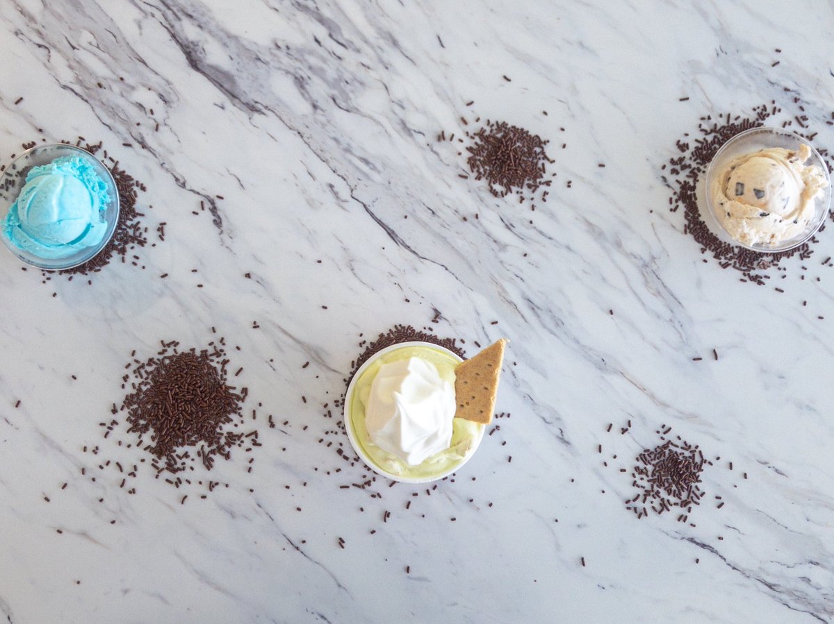 Say hello to our new flavors! We have Boo Blue Cotton Candy and Butter Ur Finger scoops alongside our spinner of the month, Key Lime Pie! Come visit and try them!