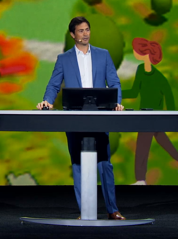 MyGeodorable's tweet photo. Charles steps up with a contemporary structural royal blue single breasted suit,four black button cuff detailing adds panache’.Matched with a fitted open necked white shirt the suit simply pops! A natty pair of tan Oxfords completes the look #fashionofwhere #EsriUC2019 #EsriUC https://t.co/yakV0waysI