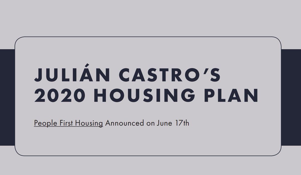 We're analyzing all the 2020 housing platforms. Today, we're rolling out analysis of the <a href="/JulianCastro/">Julián Castro</a>, <a href="/CoryBooker/">Cory Booker</a> and <a href="/ewarren/">Elizabeth Warren</a> proposals. dataforprogress.org/housing-policy