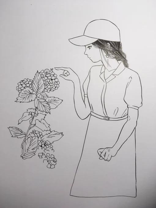 服用の花柄の手書きトーン作りたくて
花柄3パターンと
それを着せる女の子描いた 