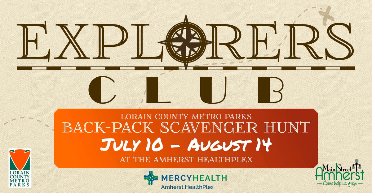 EXPLORE! The @MainStAmherst Explorer's Club will be traveling around town finding FUN ways to enjoy Amherst. Participants can go on a scavenger hunt this month to earn their "Parks Pin" at the Hollstein Reservation by sight seeing the local trails.  #Yours2Explore <a href="/LCMetroParks/">Lorain County Metro Parks</a>