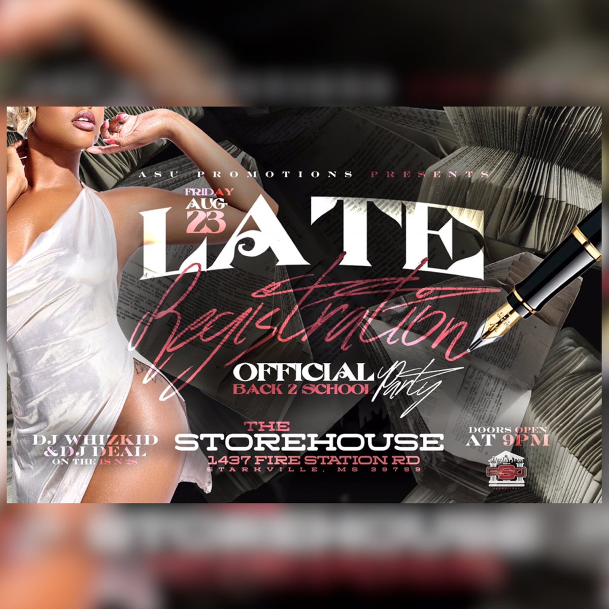 DjDeal601's tweet photo. #LATEREGISTRATION ✒️📚
get ya drip together &amp; pull ya hot girl fits out
OFFICIAL BACK TO SCHOOL PARTY
Hosted By @asu_promotions || 
FRIDAY August 2️⃣3️⃣rd 
All Roads Lead To The Storehouse
 Doors 🚪 Open At 9️⃣PM
#MSU19 #MSU20 #MSU21 #MSU22 #Hailstate19 #Hailstate20 https://t.co/jdICJGxeog