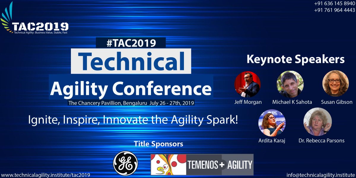 AgileAlliance's tweet image. Agile Alliance is delighted to sponsor #TAC2019, the 2nd edition of this #TechnicalAgility conference, July 26th - 27th, 2019 at The Chancery Pavillion in Bengaluru. More info: bit.ly/2XvyVLM @TechAgilConf #Agile