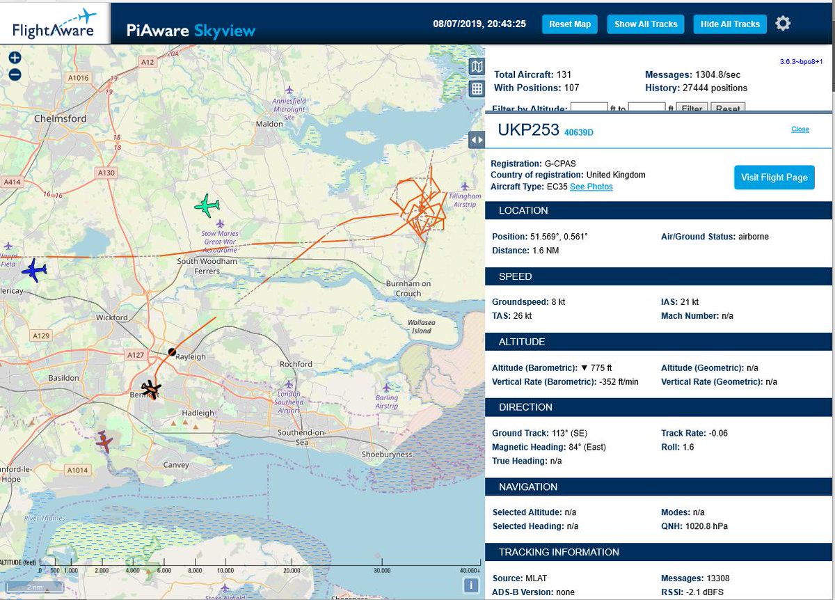 StevesTechShed's tweet image. What&apos;s this police helicopter doing? #piaware