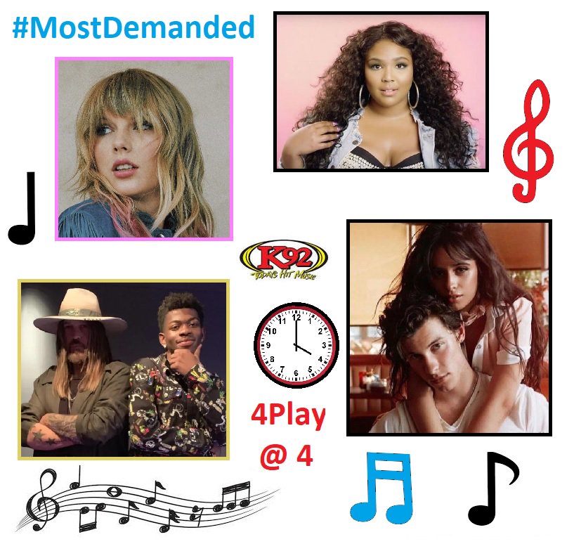 K92radio's tweet photo. Who will be #1 today? ๐ค๐ถ
The Fourplay @ 4 is coming up! ๐๐ย #MostDemanded https://t.co/8T8v8pBD6r