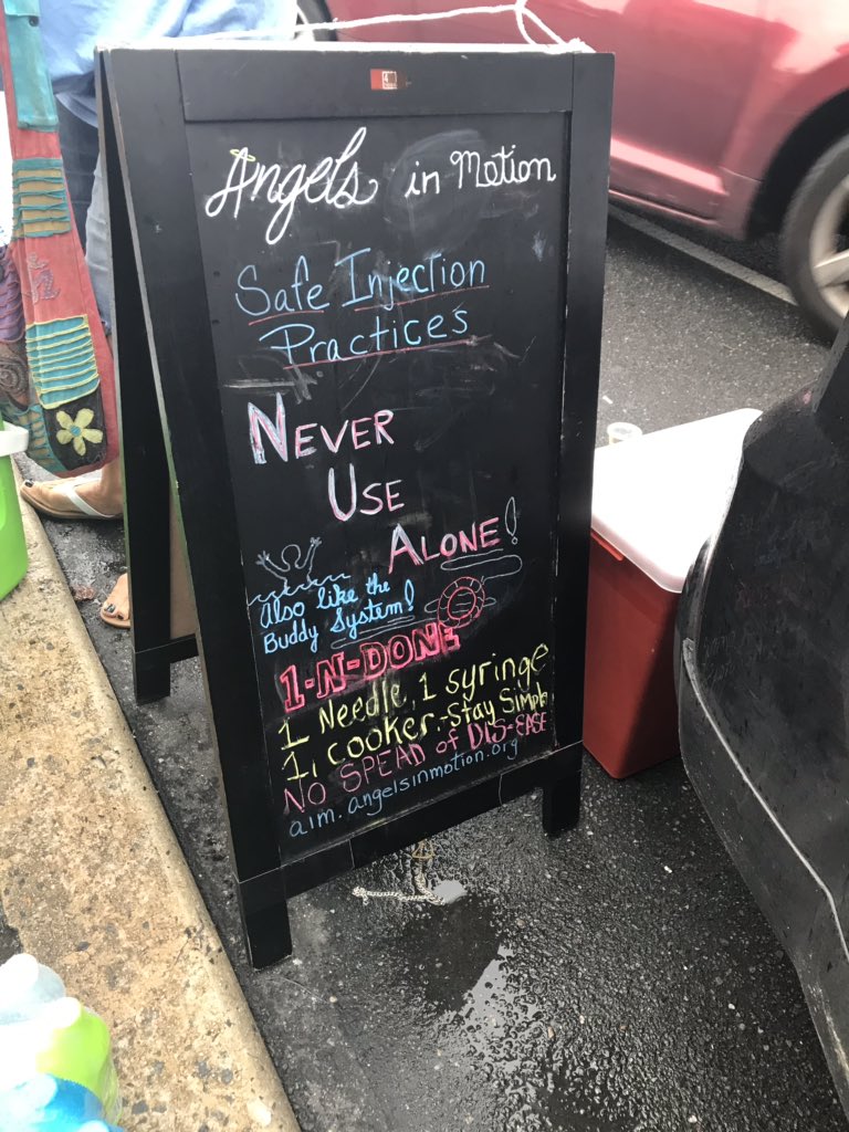 PEMammen's tweet photo. Had a great morning with Carol & Barb - true #AngelsinMotion - in South Philly.
Even rain couldn’t keep people away!
#HarmReductionSavesLives https://t.co/O8xekN0KcZ