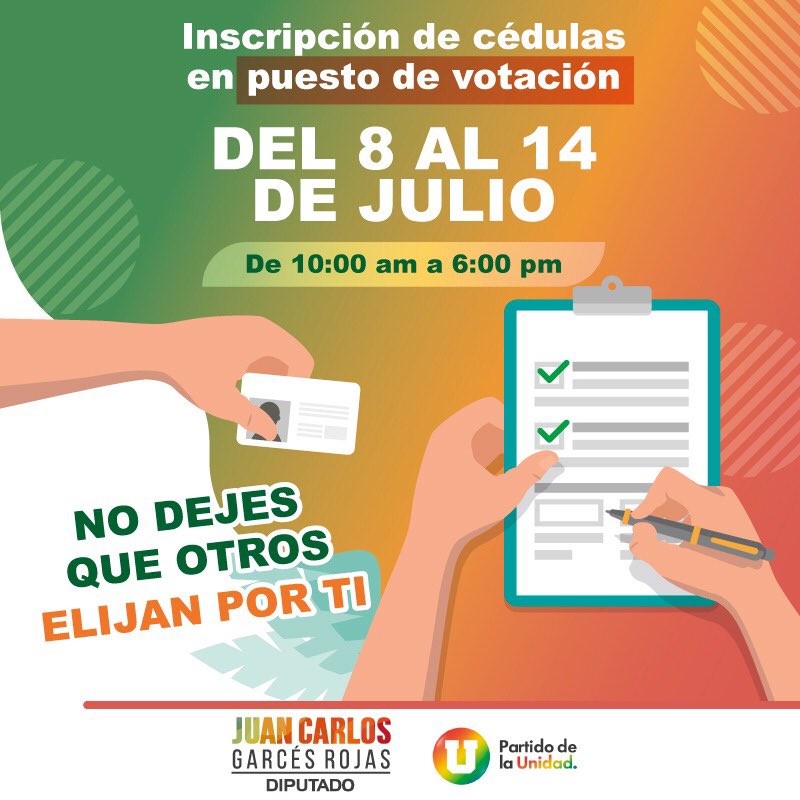 GarcesRojasJuan's tweet image. ¡Importante! ⚠️ La @Registraduria abrió los puntos de inscripción de cédulas donde habitualmente funcionan los puestos de votación, los #Caleños y #Vallecaucanos podrán inscribir sus cédulas en los Puestos de Votación 🗳 más cercanos a sus casas, desde las 08:00 am a 06:00 pm