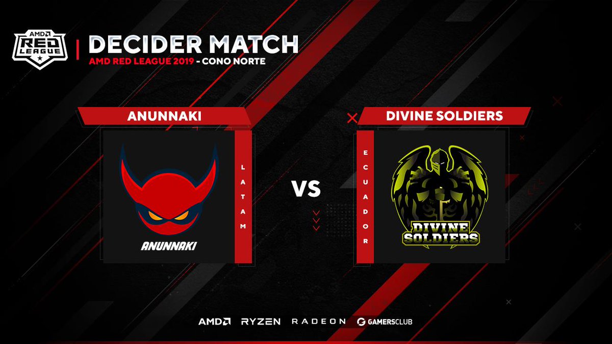 AMDRedLeague's tweet photo. #AMDConoNorte | ¡Hoy tendremos el primer decider/cuartos de final correspondiente al Grupo 1! 👊👇

⚔️Anunnaki Latam 🇵🇪 vs Divine Soldiers 🇪🇨
⏰21:45hs
📺https://t.co/gtijnNxgYG

Te esperemos en la transmisión para ver este apasionante BO3 que definirá el pase a semifinales. https://t.co/o2lLUzMVyt