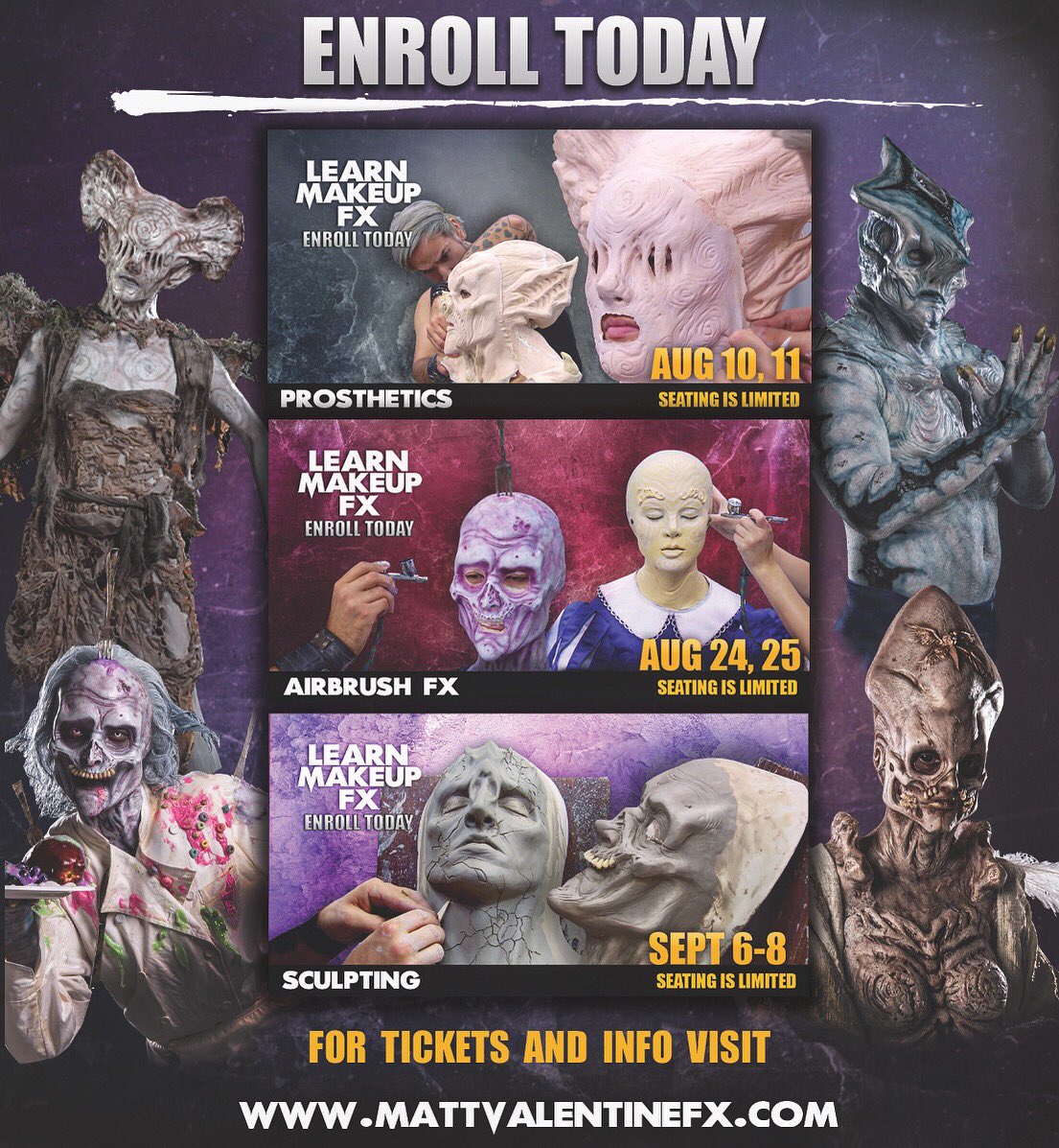 † AUSTIN! Don’t miss the makeup event of the summer! Activate the artist inside of you with these imaginative impactful classes! Seats are filling fast. For tickets and info visit mattvalentinefx.com † #austin  #texas #do512 #conceptualassassin #faceoffsyfy