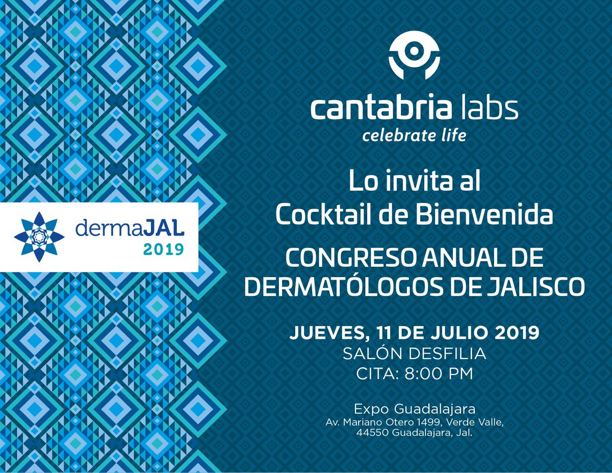 dermajal's tweet photo. @CantabriaLabsES invita a sus actividades en el Marco de nuestro Congreso #DERMAJAL:
1.- Fiesta de bienvenida #DERMAJAL2019
2.- Desayuno con el Experto #CANTABRIALabs. favor de confirmar su asistencia con su Representante de dicha marca https://t.co/OAY9g75O5P https://t.co/HRcYwtWHIa