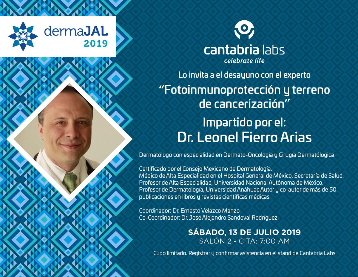dermajal's tweet photo. @CantabriaLabsES invita a sus actividades en el Marco de nuestro Congreso #DERMAJAL:
1.- Fiesta de bienvenida #DERMAJAL2019
2.- Desayuno con el Experto #CANTABRIALabs. favor de confirmar su asistencia con su Representante de dicha marca https://t.co/OAY9g75O5P https://t.co/HRcYwtWHIa