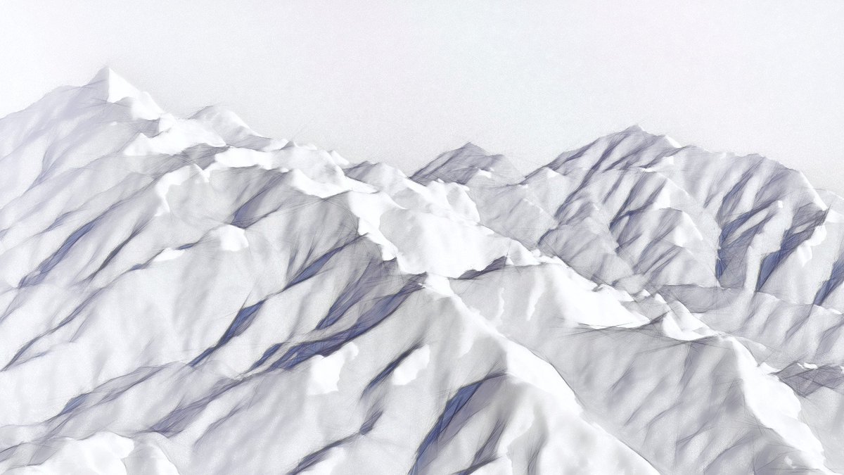 gontsa's tweet image. Light stylized mountain relief #qgis + #srtm + #Blender3d + #gmic 
#mapping #map