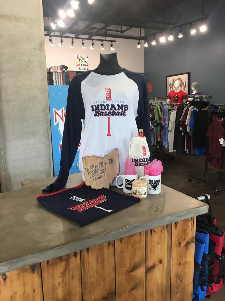 Help cheer on your favorite baseball team this week with some amazing Indian's gear! Go @Indians!!! #akron #rubbercity #baseball