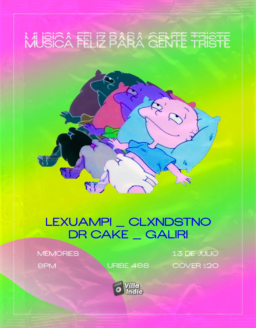 Villaindie's tweet photo. #VERACRUZ | Este sรกbado te espera una nueva ediciรณn de "Mรบsica Feliz para Gente Triste": https://t.co/n78npInzS8
๐ต๐ง #LeXuampi | #Clxndstno | #DrCake | #Galiri
๐ Sรกbado 13 de julio
๐ Foro Memories (Uribe #498) https://t.co/opBGeiF9VZ