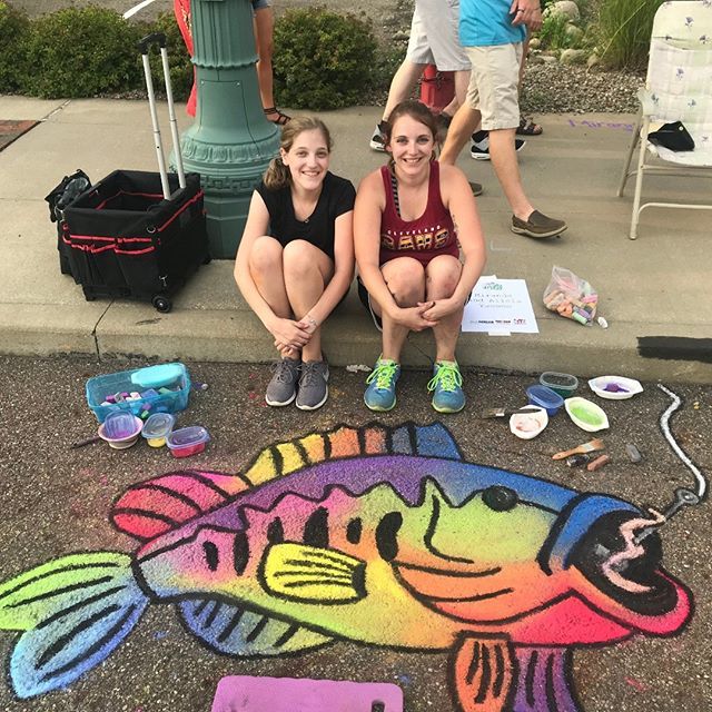 Signsofcanton's tweet photo. Speaking of ephemeral signs - this beautiful rainbow (ish) fish created by Miranda &amp; Alicia Yagono (picutred here) was part of "Chalk the Walk" on First Friday last night. 
#chalkart #signsofcanton #chalk #cantonohio #firstfriday #artsinstark https://t.co/D15gQAkRTC