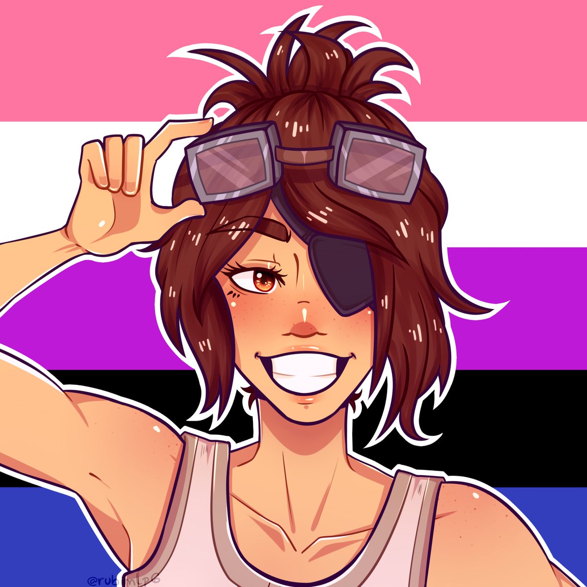 rubimlp6's tweet photo. Happy (late) Pride Month!! 💛
My laptop broke and I couldn't upload sooner. 
Here's to celebrate our lovely non-binary Hange Zoë from SNK!
--
#genderfluid #pride #pride2019 #genderfluidpride #anime #animepride #SNK #ShingekiNoKyojin #hangezoe #fanart #digitalfanart #illustration https://t.co/FAXPDxxkf4